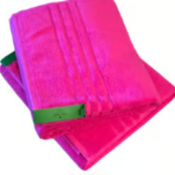 NWT Kate Spade Bight Pink Bath Towel - Set of 2 -Hot Pink - Picture 2 of 5